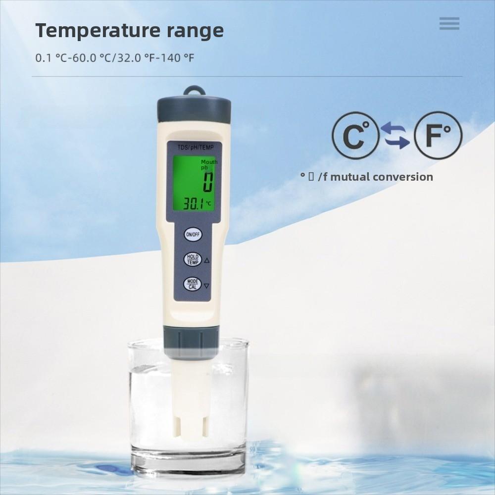 Backlit Display Water Quality Test Pen Multi-Parameter PH Meter Water Testing