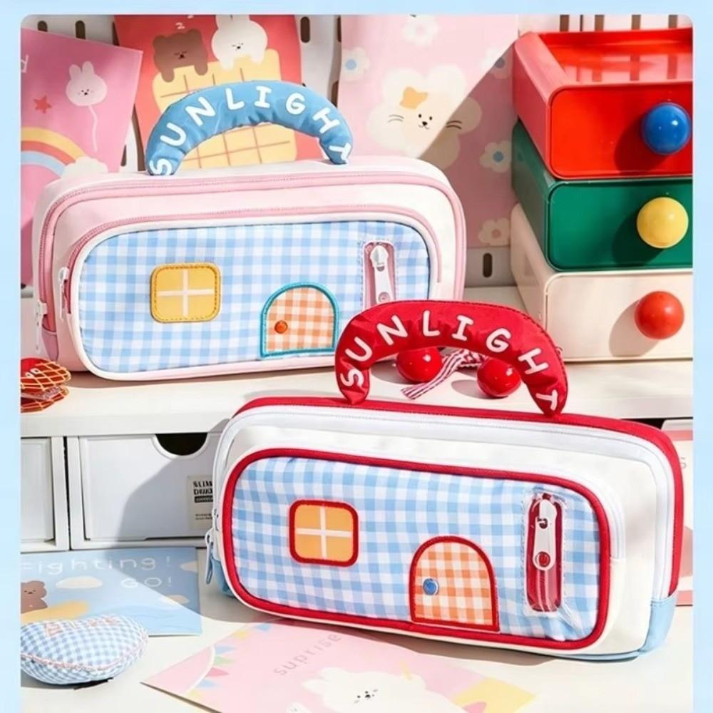 House Design Pencil Pouch Large Capacity Pen Bag Cosmetics Storage Pencil Case Gifts