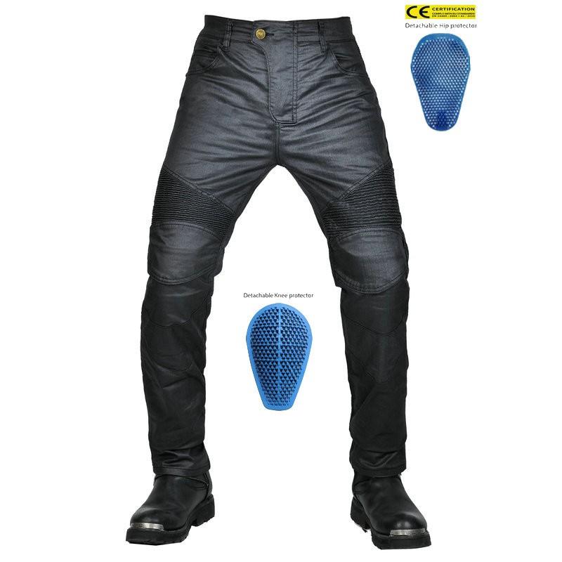 Motorcycle Riding Pants Men Women All-Season Waterproof Coated Denim Style Protective Trousers With Extended Armor