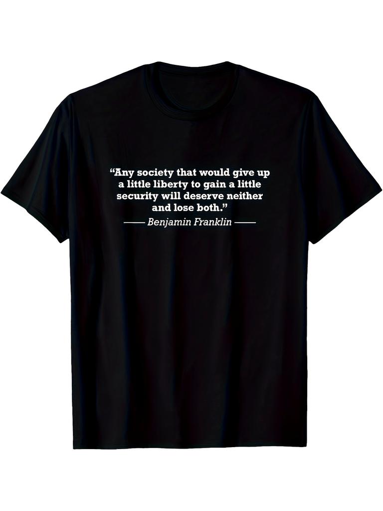 Men' & Women' Benjamin Franklin 4th of July T-Shirt - Vintage Retro Short Sleeve Shirt with Sacrifi