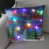 Christmas Light LED   Decoration 45x45cm Santa  Sled Village Color Ball Sofa Seat Pillow Sleeve  Cases