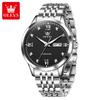 OLEVS 7092 Automatic Men's Watches Stainless Steel Dual Calendar Diamond Roman Scale Classic Luxury Business Mechanical Watches