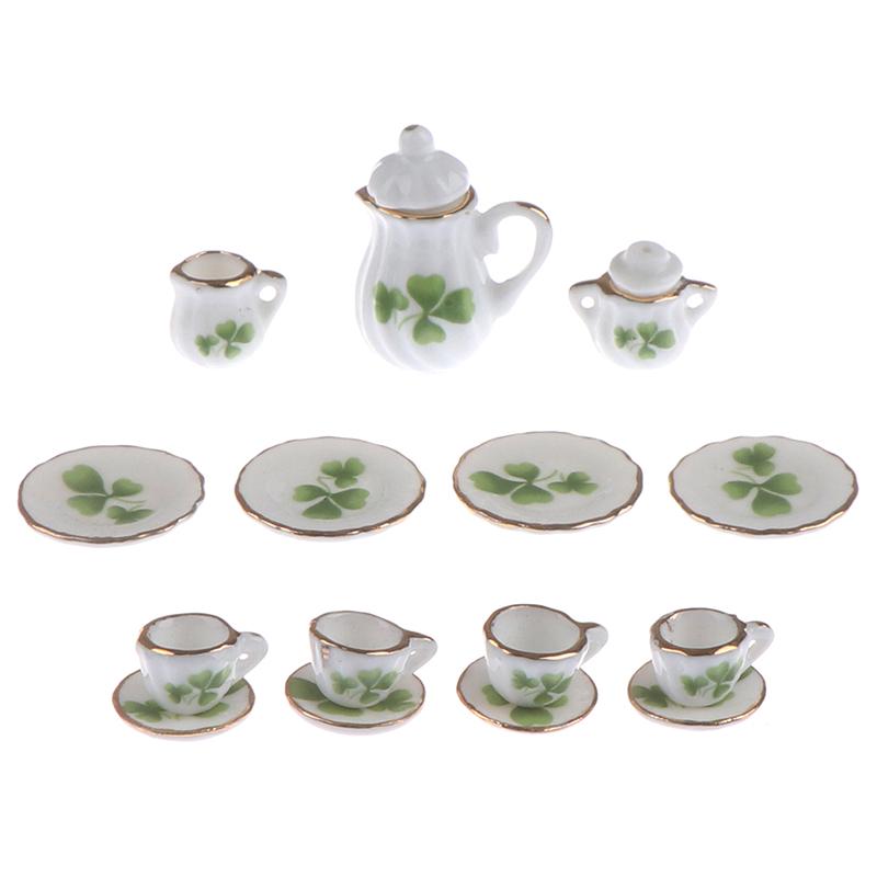 15 шт. 1:12 миниатюрных столовых приборов для кукольного домика, фарфоровые керамические чайные чашки, набор игрушек