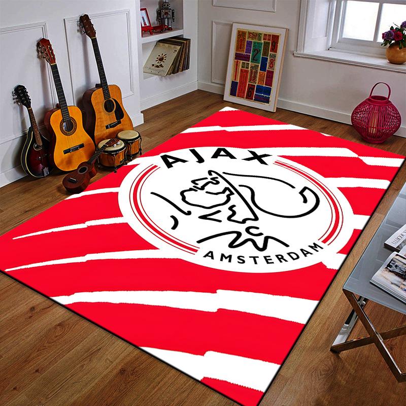 Ajax Amsterdam Logo on Red Background Patterned carpet a non slip rug suitable for all seasons and any setting, gift