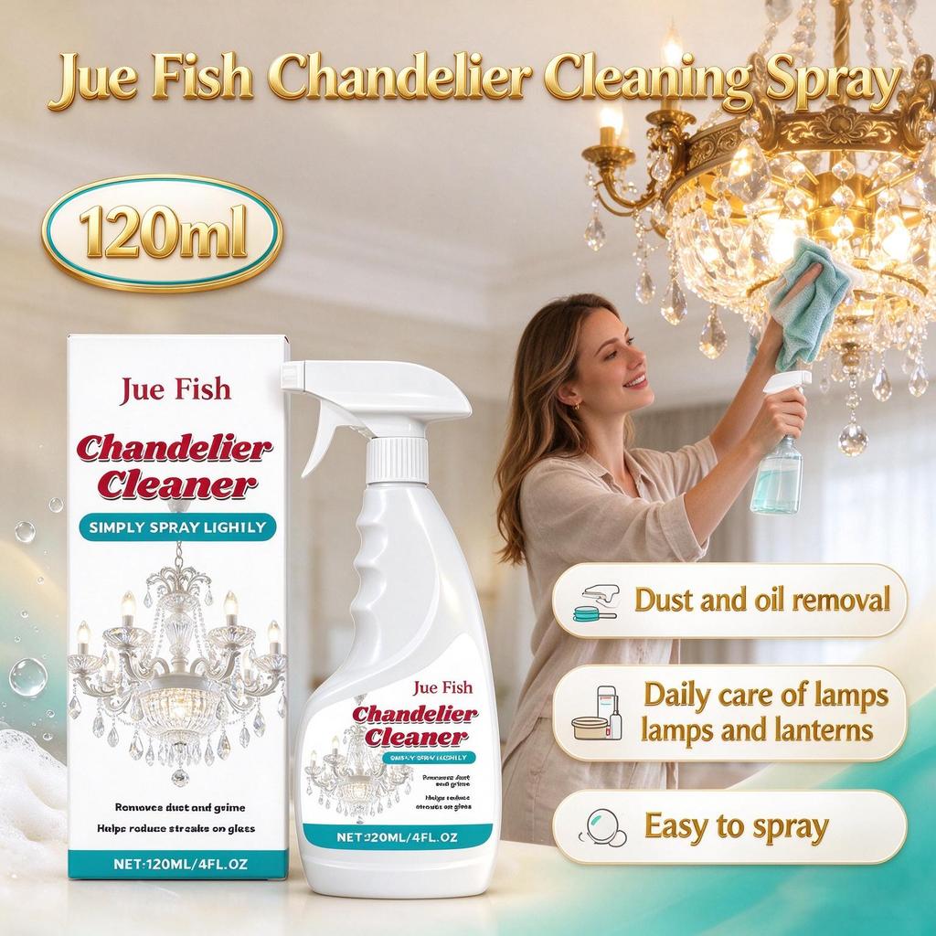 Jue Fish chandelier cleaning spray to remove dust and oil stains, daily care and convenient spraying of lamps and lanterns 120ml