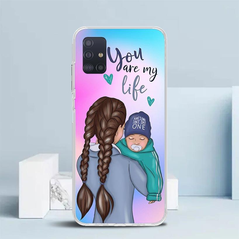 Женская Модная Девочка Супер Мама Ребенок Мягкий Чехол для Samsung Galaxy A12 A22 A32 A52 A72 A02S Чехол для Телефона Note 20 Ultra 10 S10 Plus A5