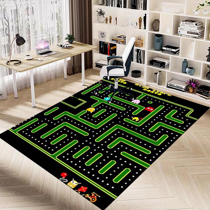 1pc Pacman Maze Adventure Carpet for Playroom Bedroom Living Room Sofa Home Decor,kids Game Area Rug Non-slip Floor Mat Y730144
