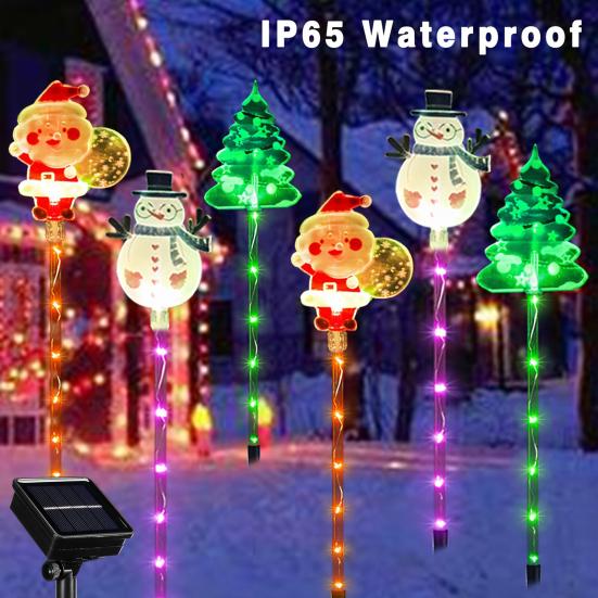 Christmas Tree Lights Solar Stake Lamp Animated LED Lawn Decor Soft Warm Lighting for Garden Path Holiday Display Lights
