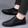 Summer Men's Shoes Business Casual Shoes,Breathable Leather Shoes Light Men's Soybean Shoes,Big Size Shoes Fashion White Shoes
