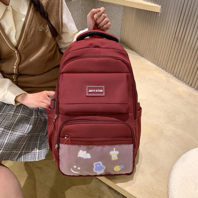 Студенческий школьный женский однотонный рюкзак большой емкости