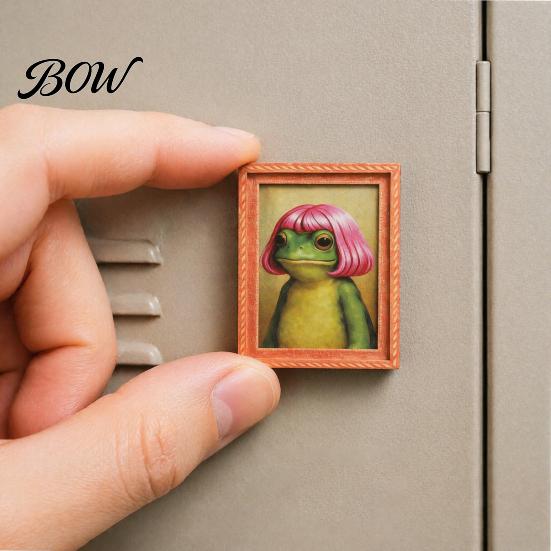 Frog Collectible Magnet Abstract Refrigerator Magnet, Framed Hairstyle Fridge Animal Frame Home Kitchen Office Decoration Party Favors Appliance Decor