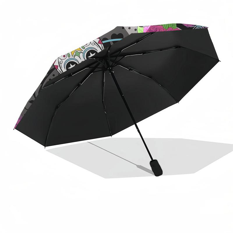 1pc Sugar Skulls Automatic Umbrella Durable Iron Frame & Plastic Handle, Gift for Men & Women, Sturdy Construction yy250905204