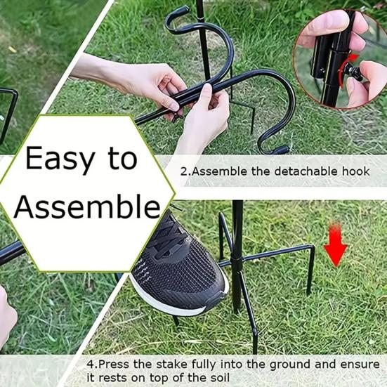 Heavy Duty Shepherd Hook 5 Prong Base Garden Hook Stake Rust-proof Multifunctional Standing Pole Hook for Bird Feeder Lanterns Flower Baskets