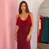 2026 Sleeveless V-Neck Ruffle Slip Dress Slim Fit Party Gown Women