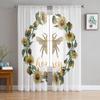 Bee Sunflower Honey White Window Treatment Tulle Modern Sheer Curtains for Kitchen Living Room the Bedroom Curtains Decoration