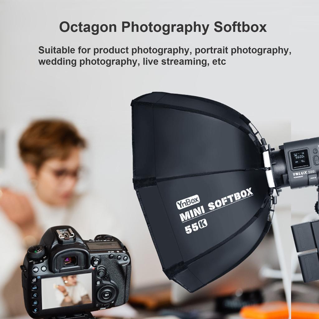 YnBox 55K 55 см/22 дюйма восьмиугольный софтбокс для фотосъемки со съемным диффузором и сумкой для переноски с креплением Bowens