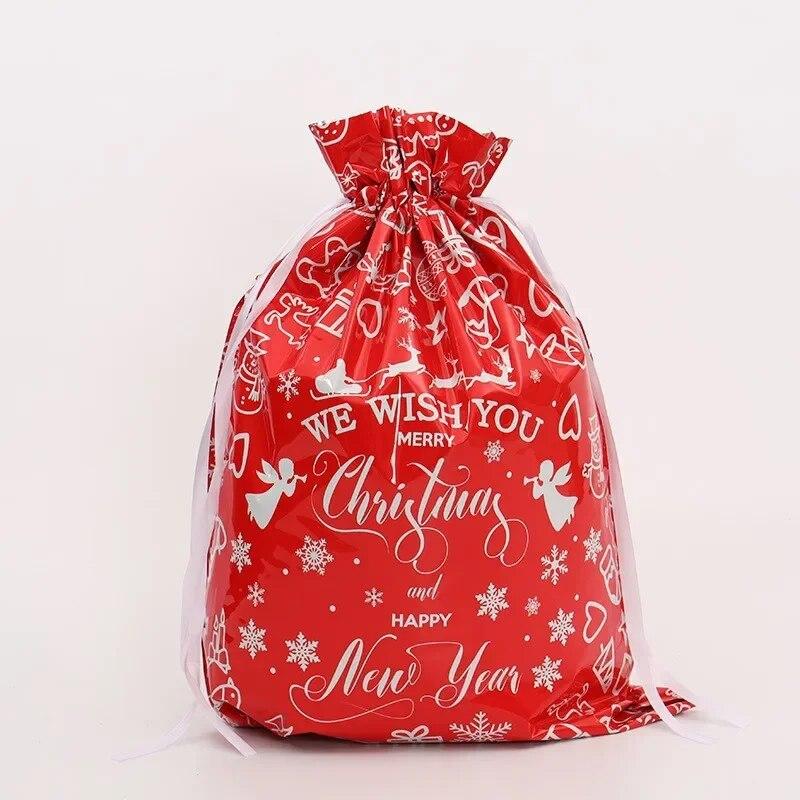 Christmas Gift Bag Pouches Extra Large New Year Gift Candy Bags Laser Printing For Christmas Package Decoration PE Xmas Bag