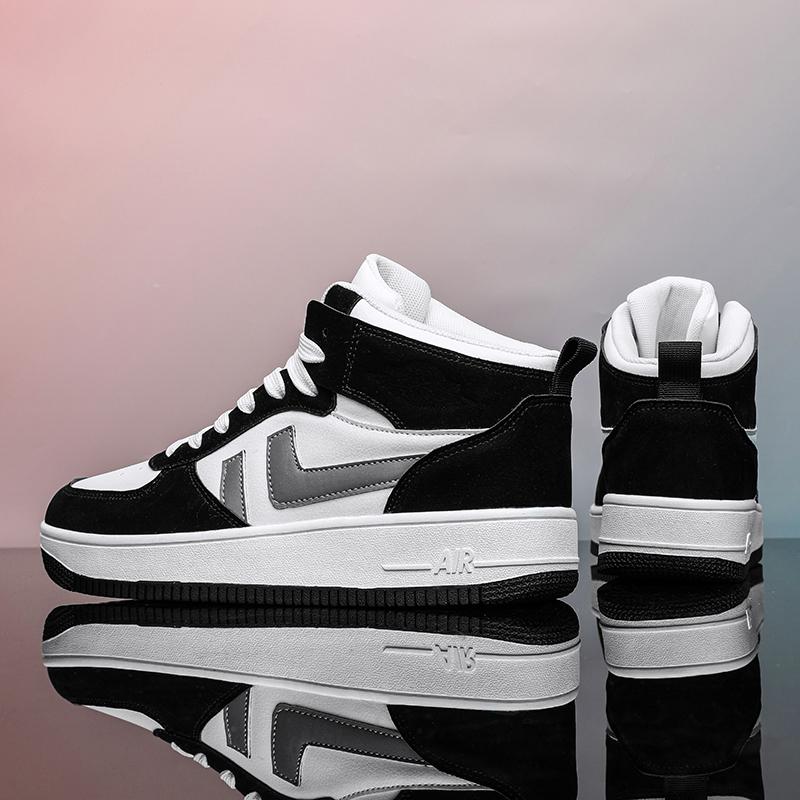 Fashion Men's Trending Four Seasons High Top Skateboarding Breathable Shoes Large Size Students Male Casual Soft Sole Comfortable Sneakers for Teens