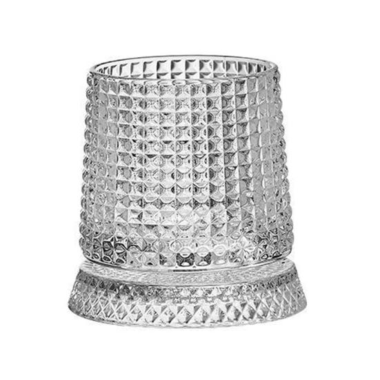 Бокал для виски 280 мл, вращающийся на 360 градусов, с изысканным тисненым узором, устойчивым отсоединяемым основанием, питьевой стакан, посуда для напитков