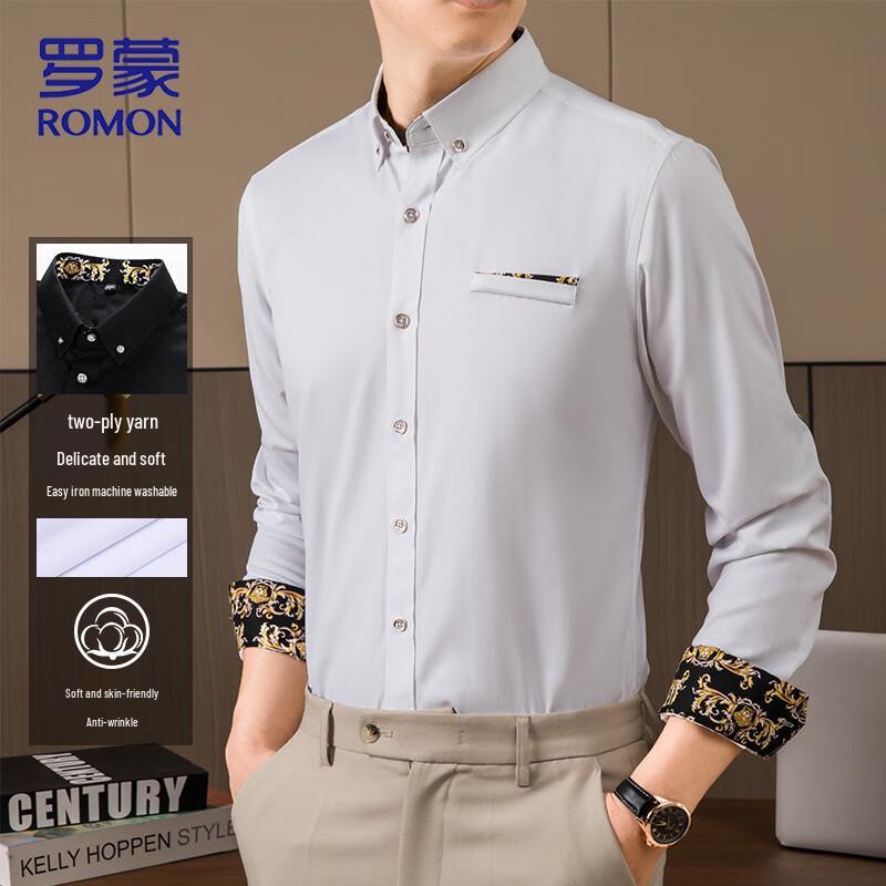 ROMON Мужская рубашка с длинным рукавом в стиле business casual
