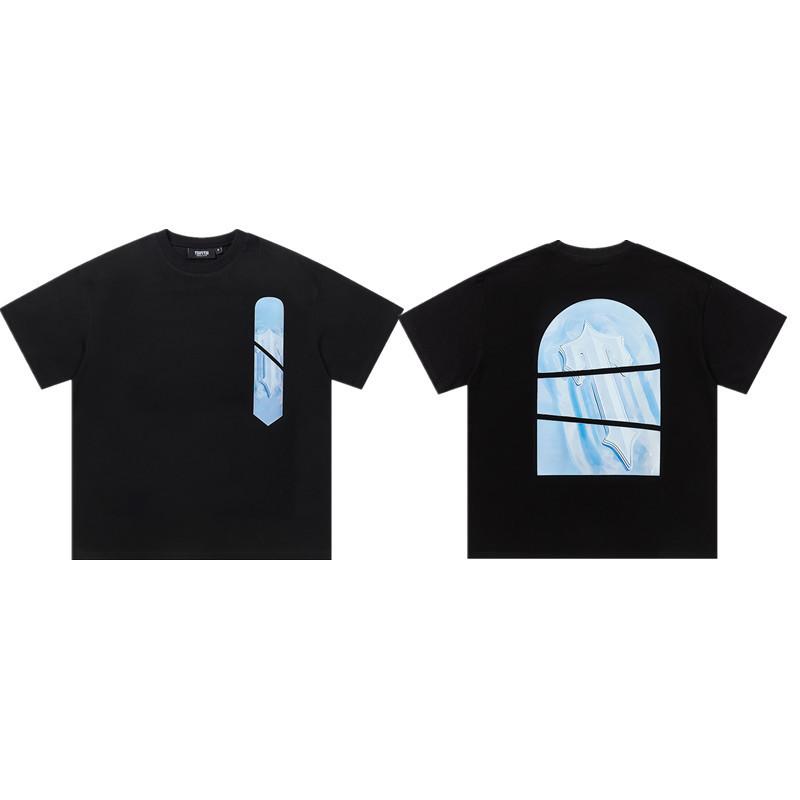 Cross-border new graffiti letter printing European and American street trendy brands loose and versatile casual men's and women's short-sleeved round