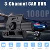 Mini 3 Channel Car DVR Three-Lens Inside Vehicle Camera Recorder Video HD1080P Dashcam Loop Recording Car Charge