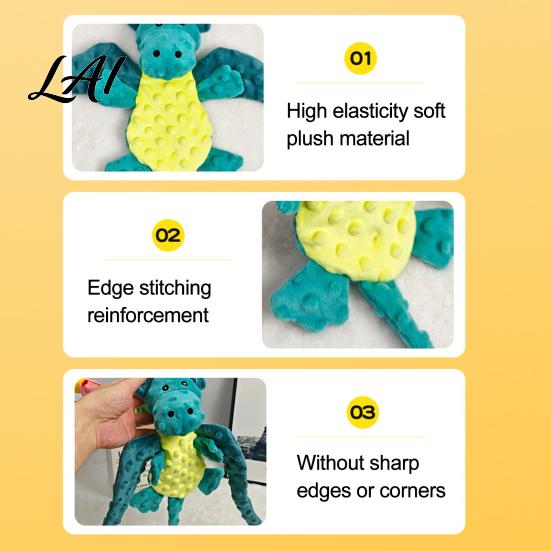 Tough Stuffed Pterosaur Toy for Fetch Plush Dog with Sound Durable Bubble Velvet Fabric Pet Cartoon Animal Toys Pets Toy Bite Resistant Interactive