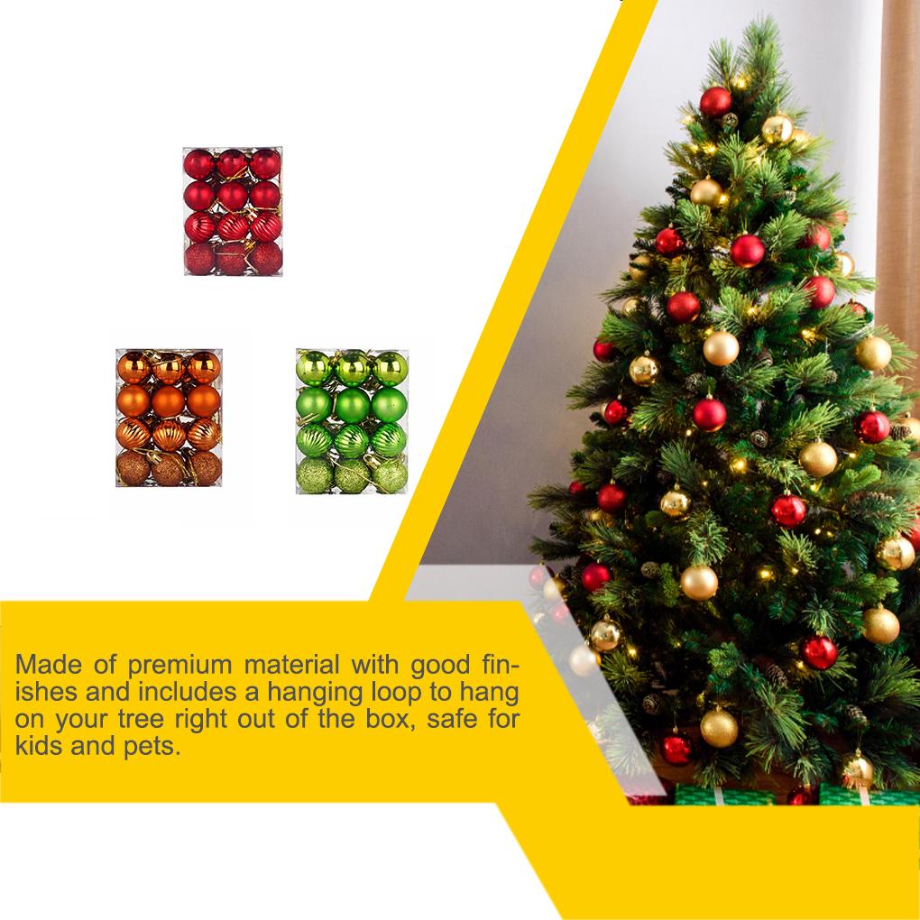 24 шт. Рождественские шары пластиковые круглые рождественские шары элегантные водонепроницаемые праздничные украшения венок Новый год для дома и улицы