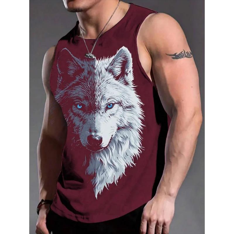 Летний топ с круглым вырезом и 3D-принтом животного, модная повседневная безрукавка, мужские футболки