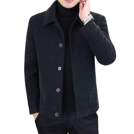 Мужское пальто с лацканами и длинным рукавом, однотонная утолщенная плюшевая подкладка, куртка, пальто, осень