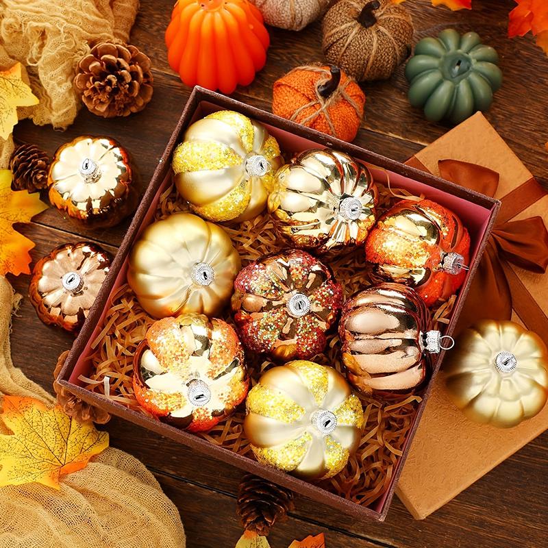 Christmas Ornament Garden Decoration Pumpkin Shape Exquisite Christmas Decoration Party Decoration 6/12PCS