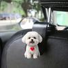 Cute white Pomeranian car hook, 2D acrylic dog hidden organizer, backrest clip. Multi-function for cars, SUVs, no-drill install.
