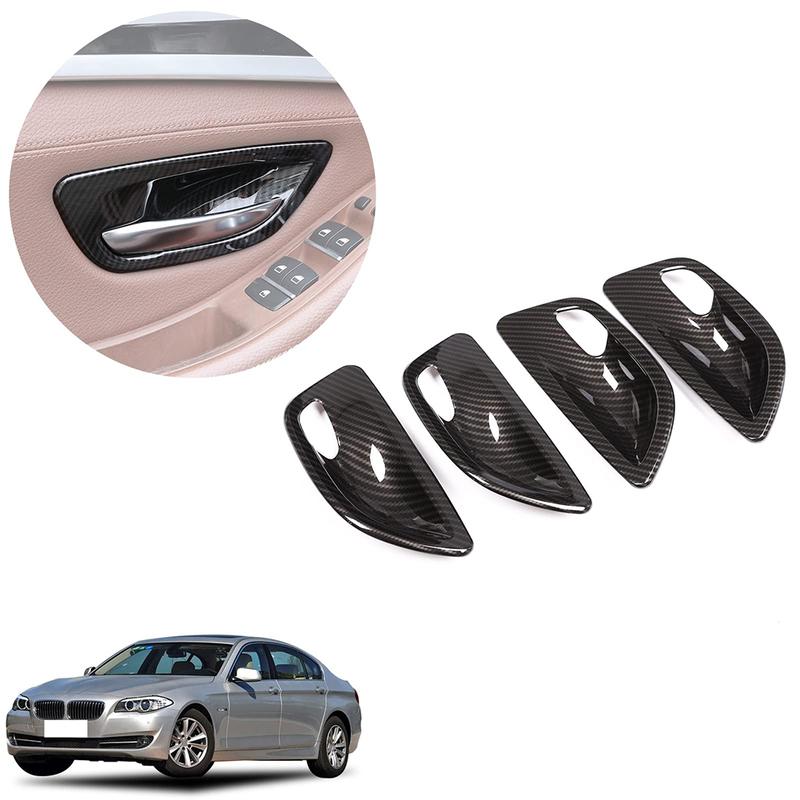 For BMW F10 520 Car Door Handle Bowl Cover Carbon Fiber Door Handle Trim Car Interior Enhancement Carbon Wire Pattern Color
