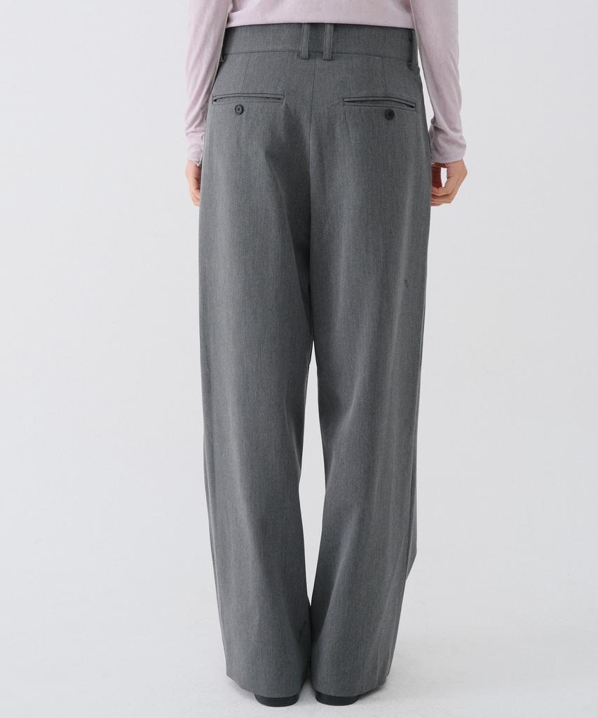 CENTAUR.KR Wool Pintuck Wide Slacks_Charcoal