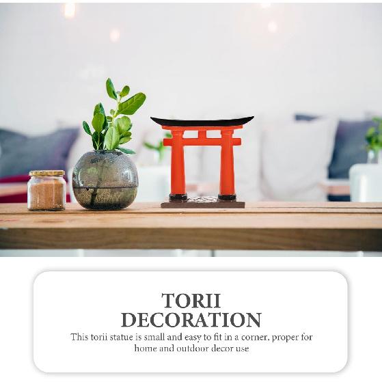 STOBOK Japanese Torii Gate Miniature Shrine Fairy Gardens Decor Zen Garden Japan Torii Gate Prop Altar Shelf Bridge Landscape Ornament for Aquarium