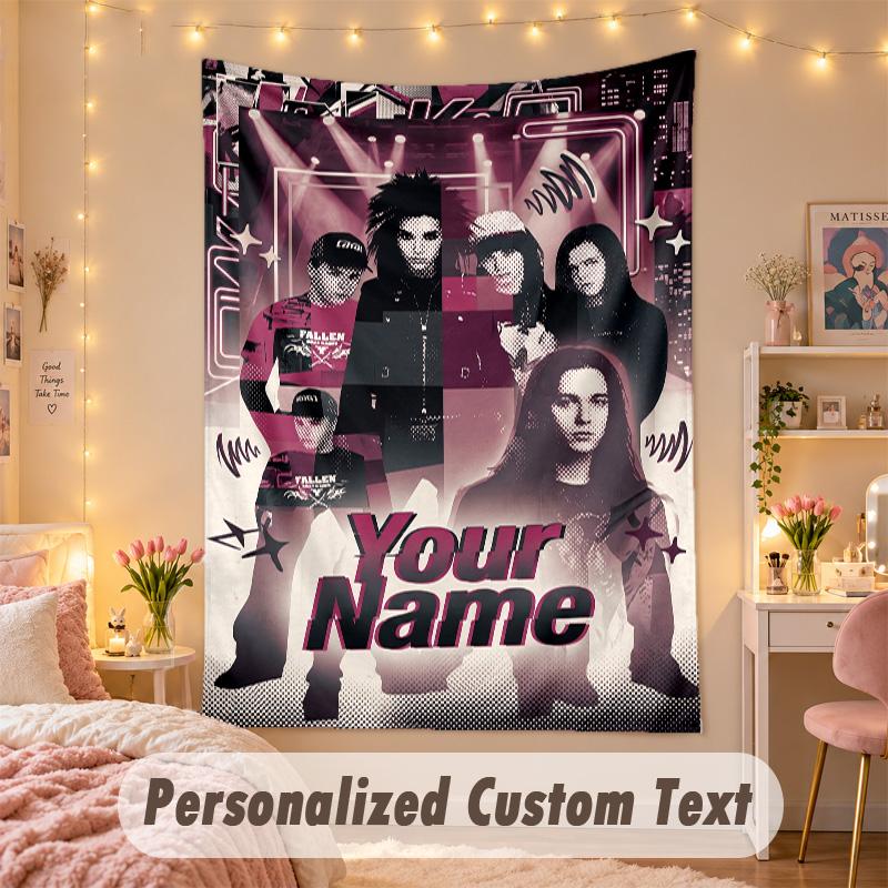 Custom Personalized Tapestry,Tokio Hotel Print Custom Name Text Wall Art Hanging for Bedroom