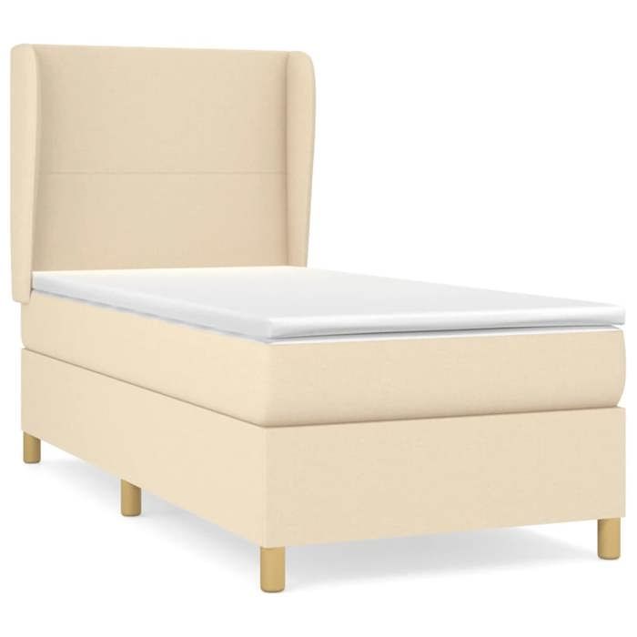 Maison Exclusive - Sommier à lattes de lit et matelas Crème 90x190 cm Tissu