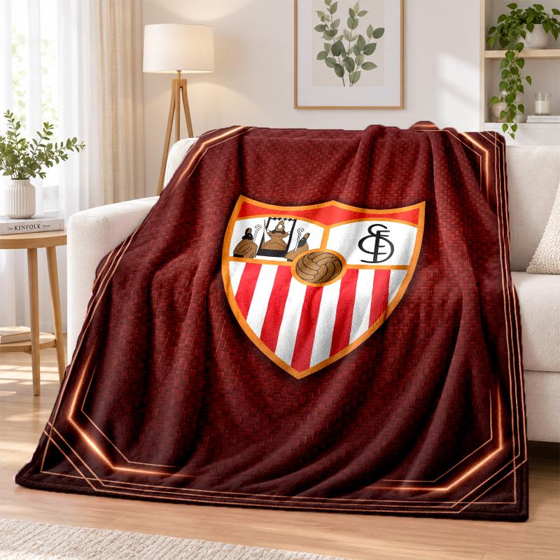 Sevilla FC Printed Flannel Blanket Warm Comfort Bed Throw For Indoor Home Decoration