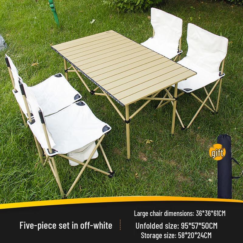 OEING Portable Aluminum Camping Picnic Table and Chair Set