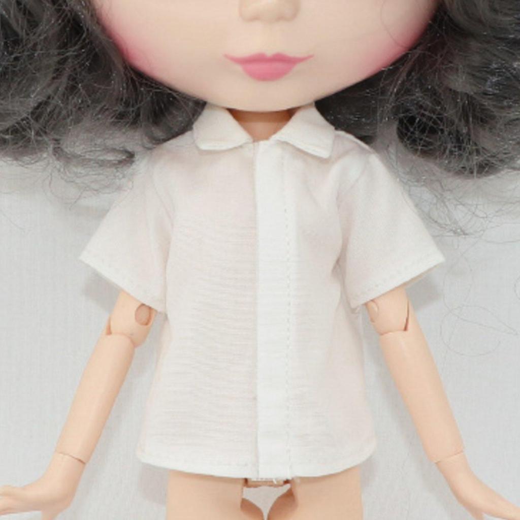6x Белая блузка для кук Повседневный стиль Рубашка BJD Легко сочетается Одежда для игрушек