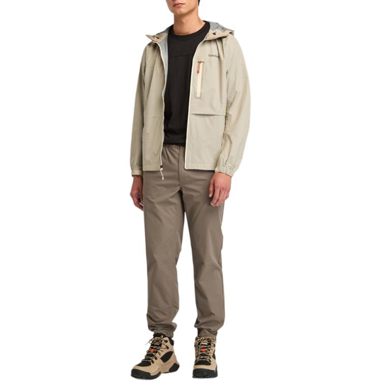 Timberland Легкие универсальные водонепроницаемые ветрозащитные однотонные повседневные брюки с эластичной резинкой на талии средней посадки с манжетами для мужчин цвета шоколада A6Y7P-BK0