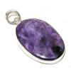 Natural Russian Charoite Gemstone 925 Sterling Silver Gift Pendant 2.25" e8F34