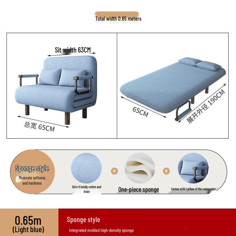 Compact Folding Sofa Bed for Small Apartments - Dual-Use Economy Single/Double Lazy Sofa