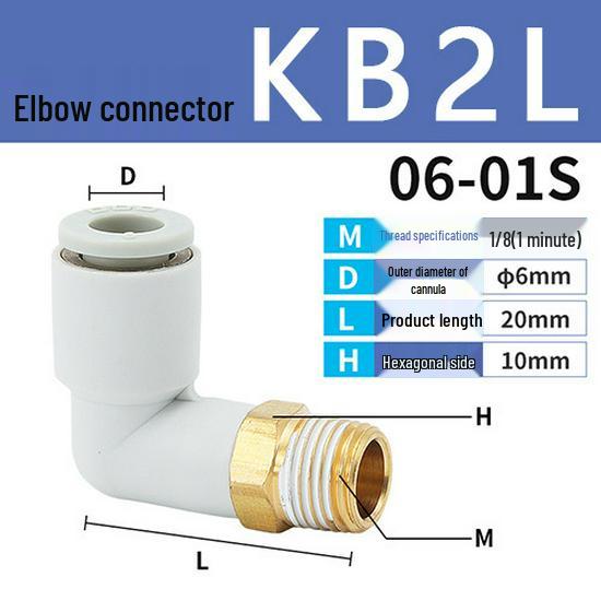 SMC Pneumatic Quick Connect 90-Degree Elbow with Outer Thread KB2L Series