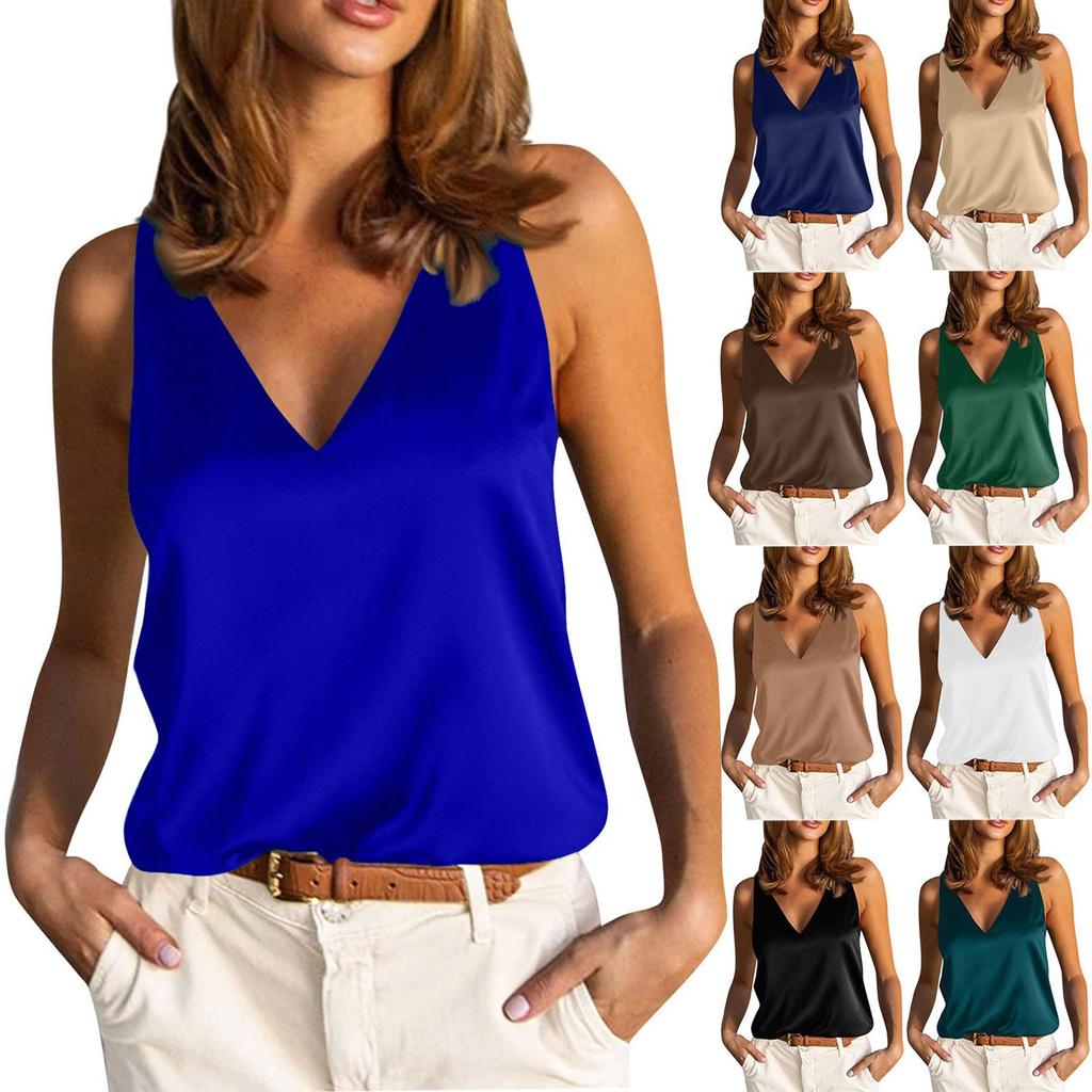Women's Vest Sleeveless Shirts For Women V Neck Tees Blouses Casual Basic Tops Pullover