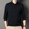 Jacquard Long Sleeve T-shirt Men's Autumn New Men's Solid Color Business Casual Polo Shirt