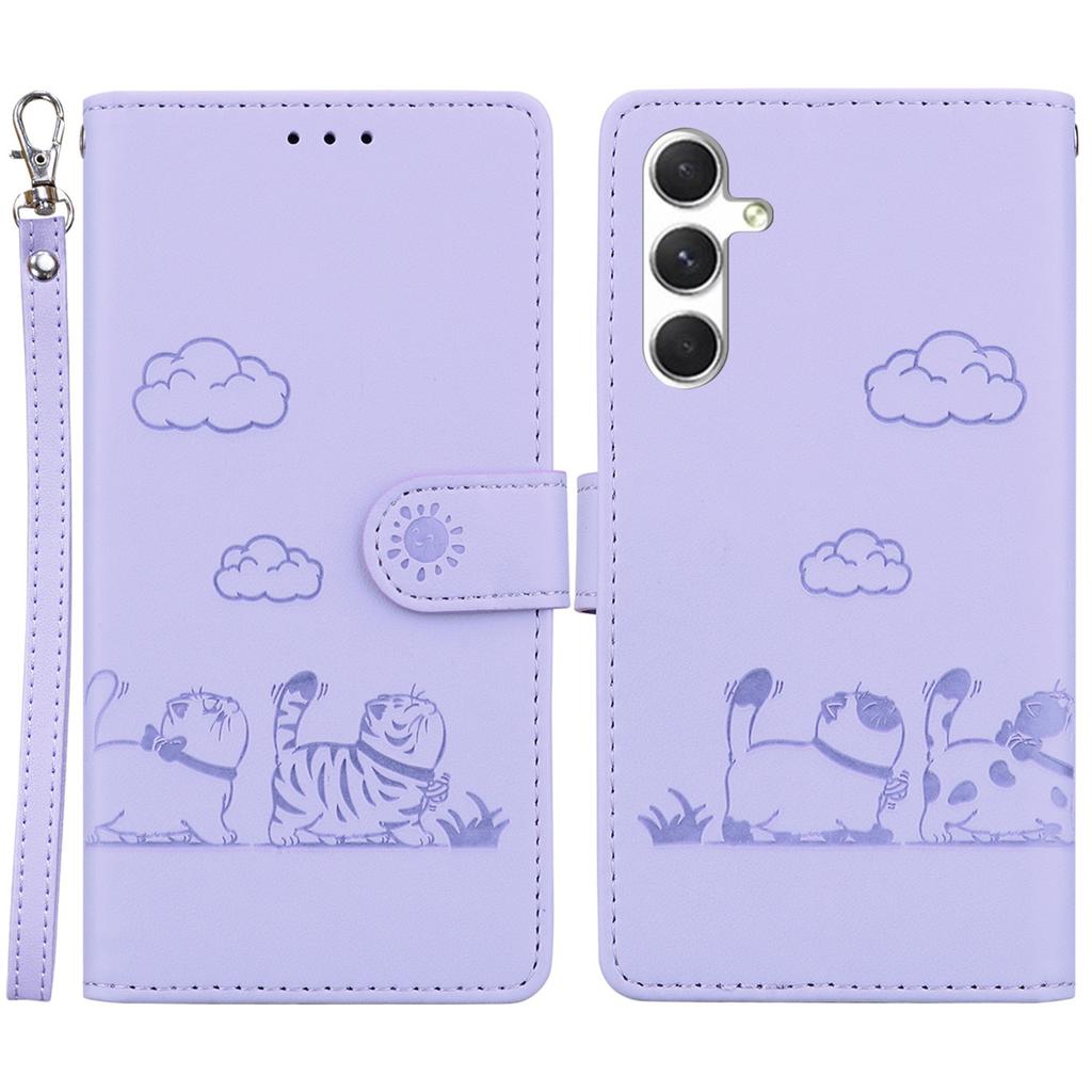 For Samsung Galaxy S25+ Case RFID Blocking Kitten Pattern TPU+PU Leather Phone Cover