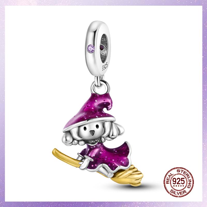 Фиолетовые Шармы Медный Fit Оригинальный Подвесной Браслет Бабочка Стекло Сердце Перо Клип Шарм Подвеска Светящаяся Бусина DIY Ювелирные Изделия