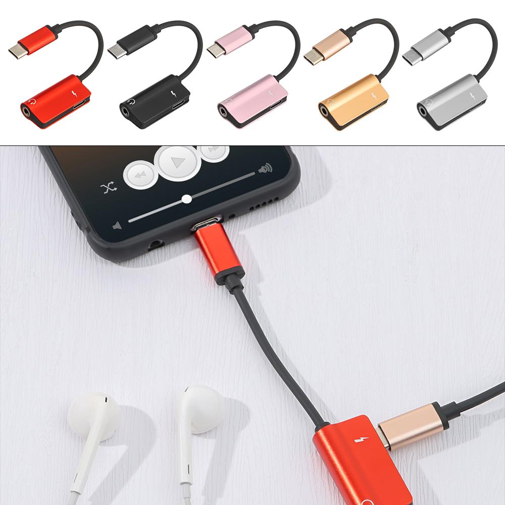 3.5mm Cable Charging Headphone Splitter Type C Earphone Adapter Charge Audio 2 In 1 AUX Audio Line