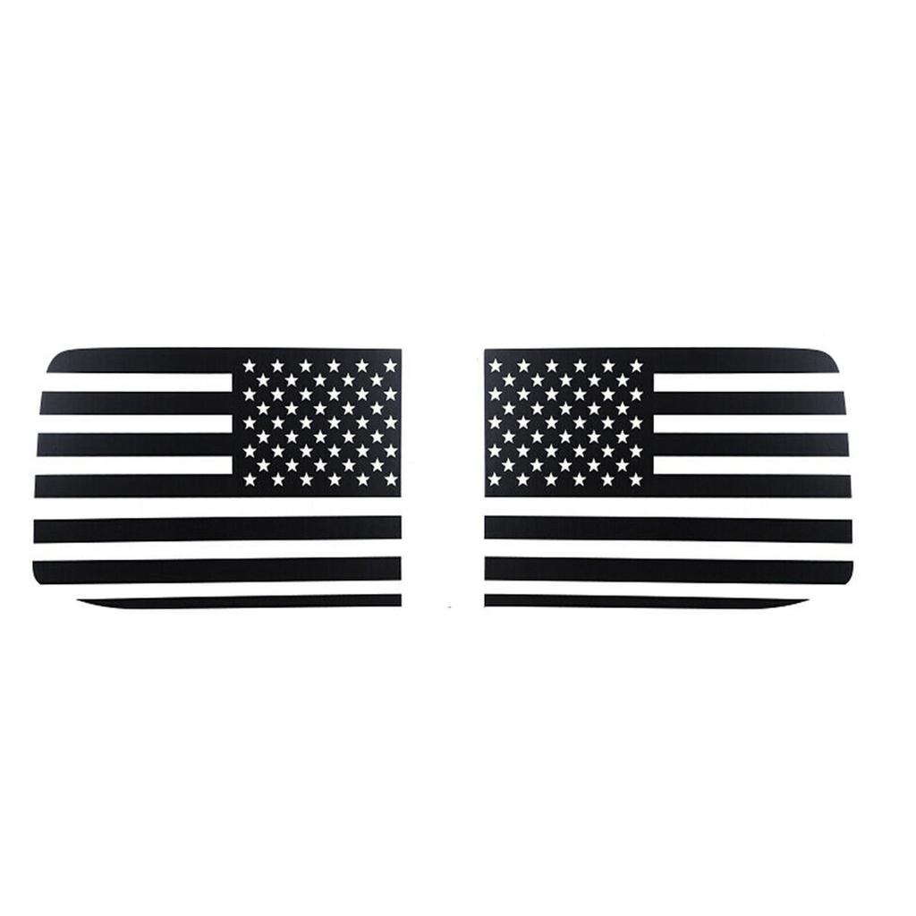 2x Black Rear Side Window Trim Stickers USA Flag Decal For 15-22 Ford F-150 F150